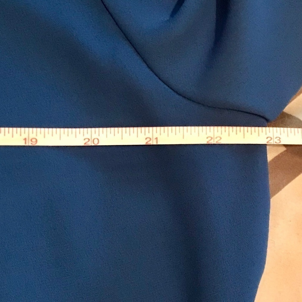 Vintage Rich Lady Royal Blue Pleated Sheer Long Sleeve Dress XL Neck Detail - Picture 6 of 7